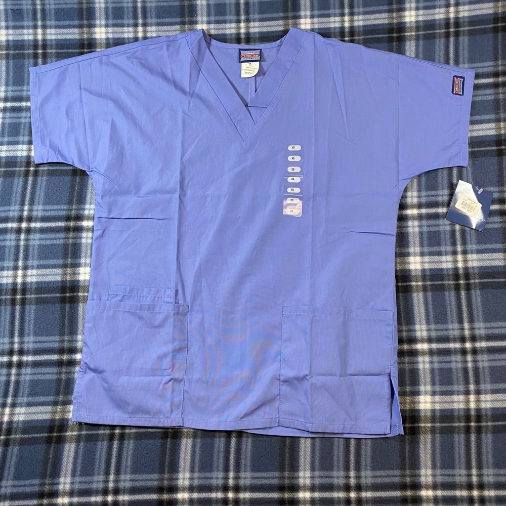 Cherokee Workwear Scrub Top Missy Fit V-Neck Blue 4700 CIEW XS New With Tags